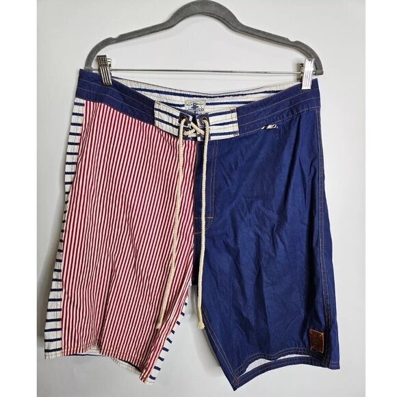 3rd & Army American Flag Multicolor Striped Board Surf Shorts Men's Size 34 - Picture 3 of 9